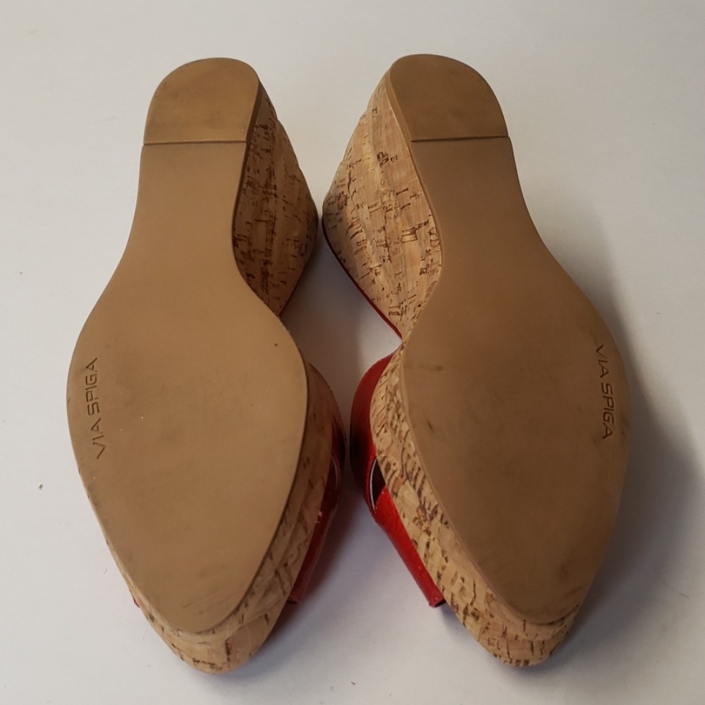Via Spiga red platform kork wedge sz 10.  C24 - Picture 5 of 6